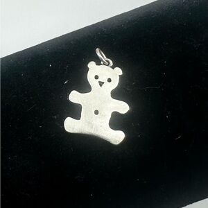JAMES AVERY Sterling Silver Flat Teddy Bear Charm Pendant; RETIRED / RARE